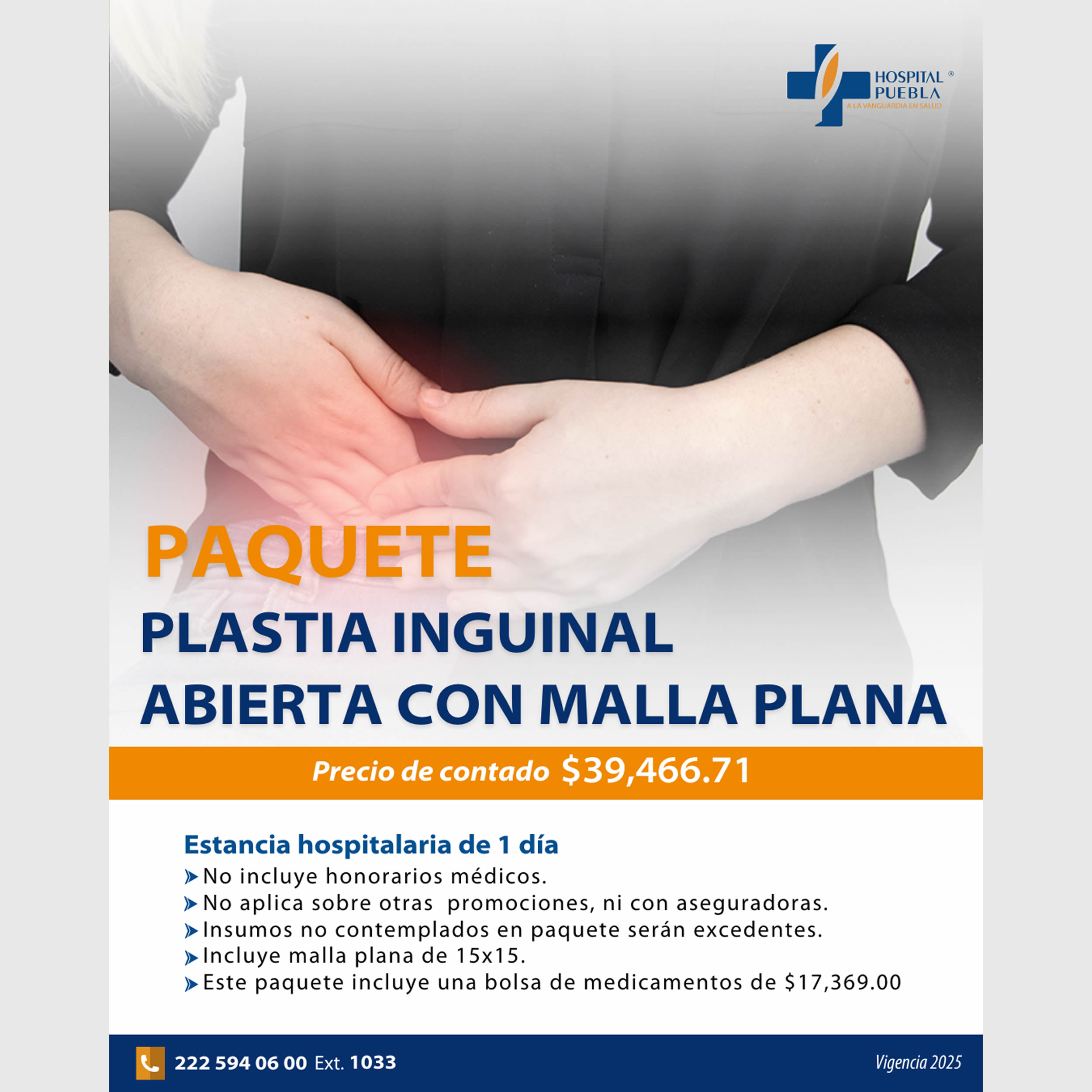 Paquete de Plastia Inguinal Abierta Con Malla Plana